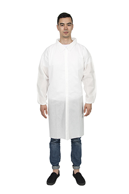 Unisex Disposable Lab Coat with Elastic Cuffs, 100pcs